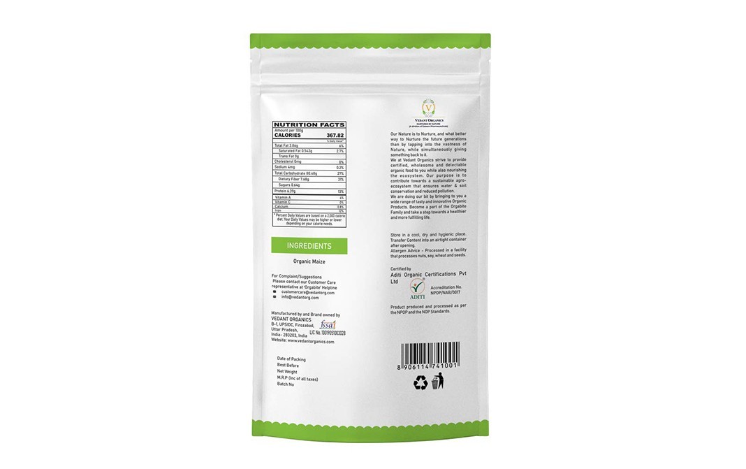 Orgabite Organic Maize Flour    Pack  500 grams